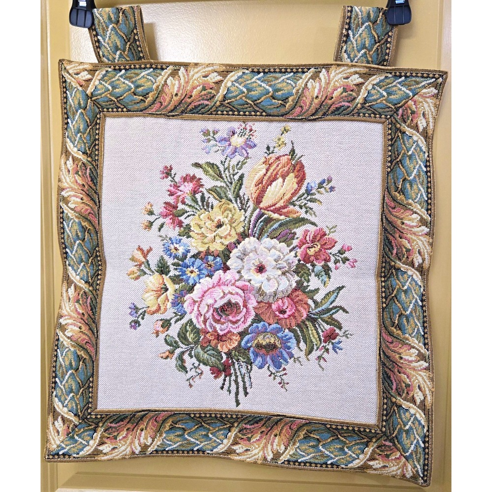 Vtg Metrax Belgium Floral Tapestry Wall Hanging Woven Gobelin Art Factory Label